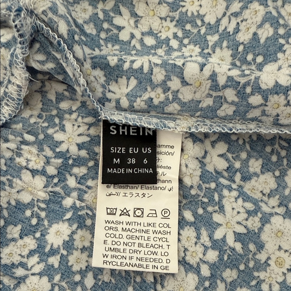 Floral Blue Strapless Dress - Picture 6 of 7